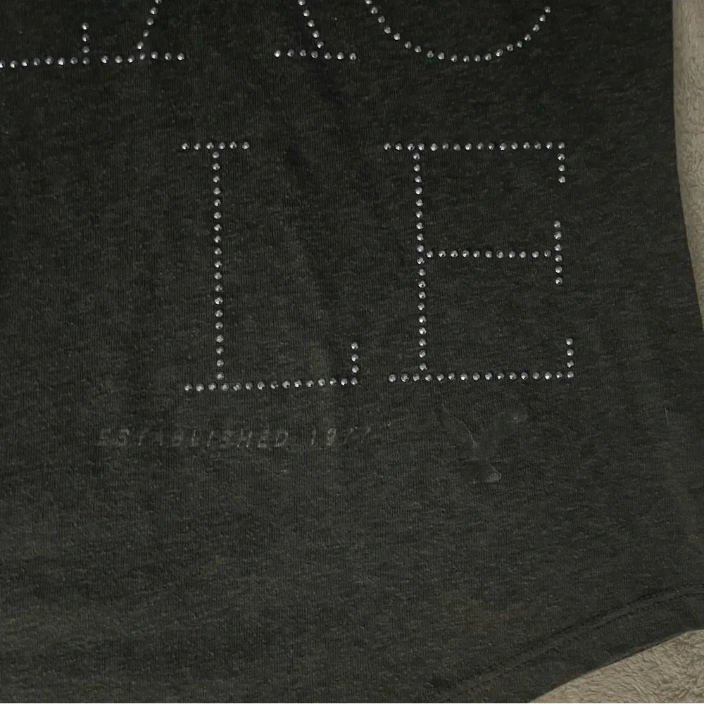 American Eagle Gray Logo Tee Three Quarter Sleeve Fitted Tee size XS - Picture 6 of 7